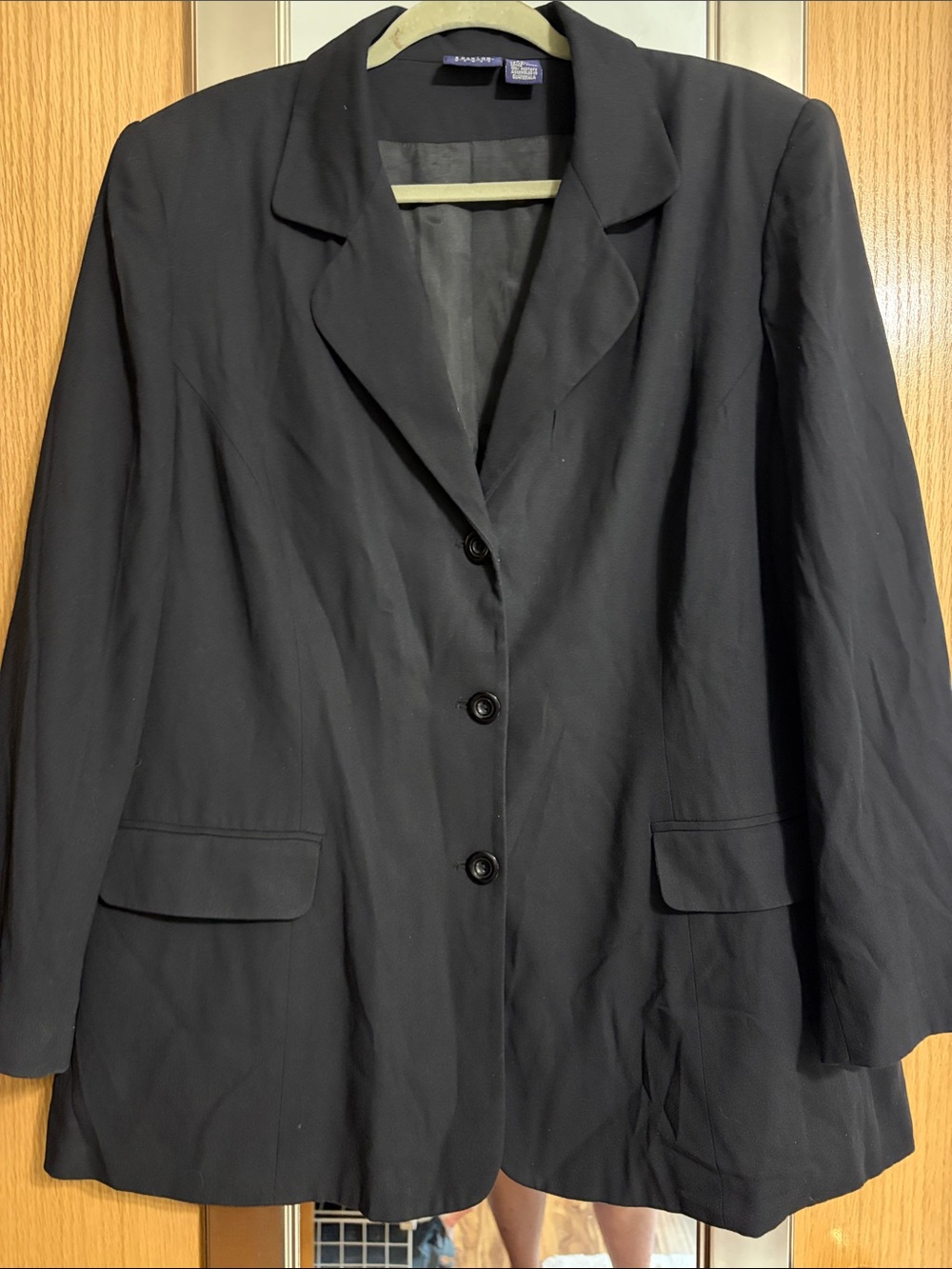 Hillary’s & Hanson 22W Black Tailored Three-Button Lined Blazer